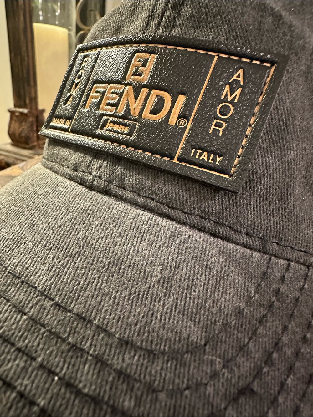 Black distressed Denim Fendi Hat - Picture 2 of 4